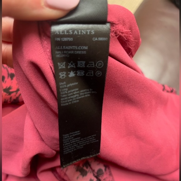 All Saints Pink Leopard Assymetrical Ruffle Dress US 4 - Picture 13 of 13